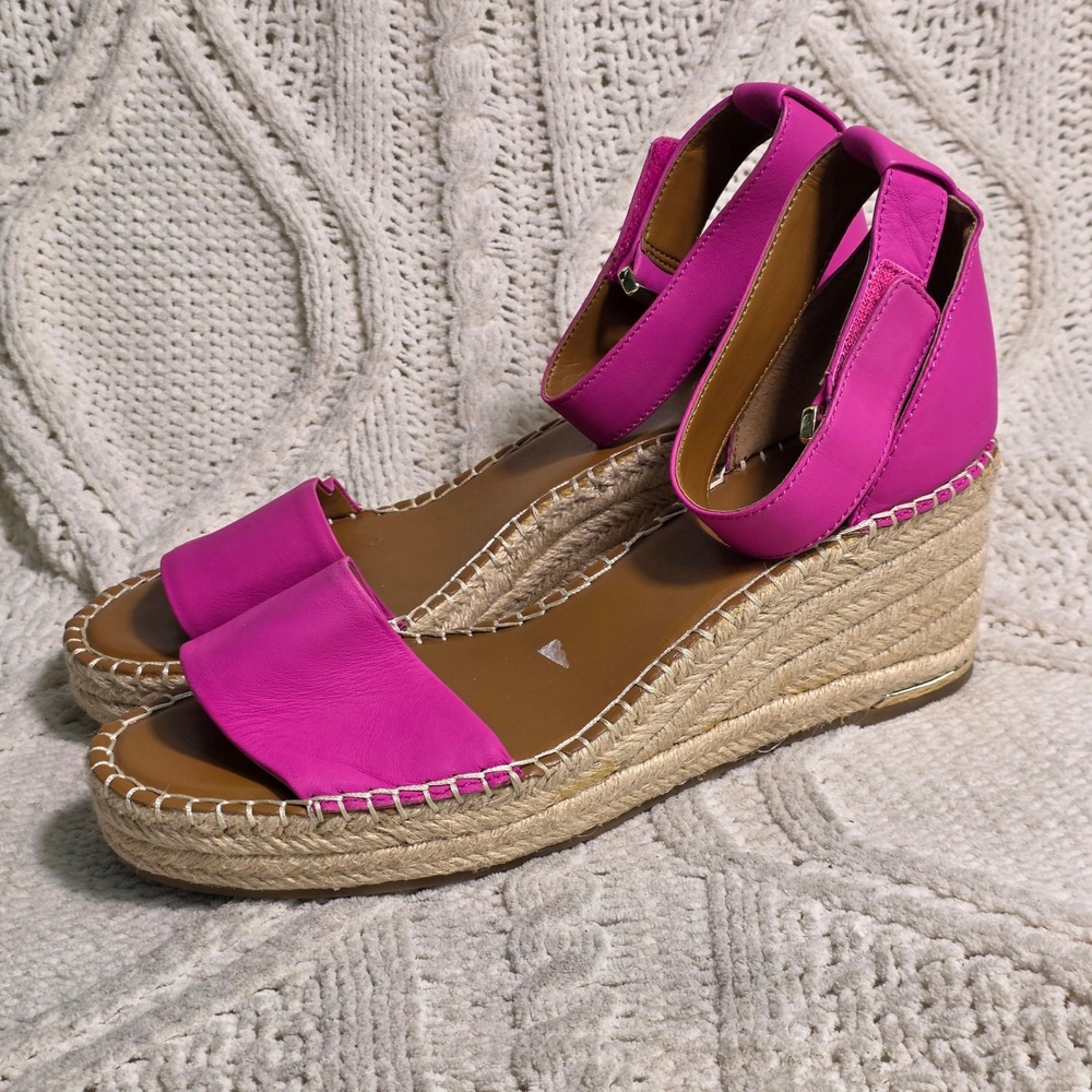 Women’s Pink Wedge Espadrille Sandals with Ankle Strap